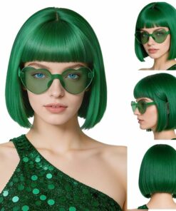 Green Short Bob Straight Hair Wigs BE7