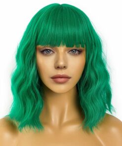 Green Wigs With Bangs For Women BE4