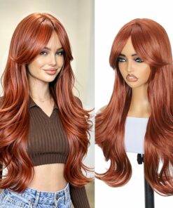 Long Auburn Layered Wavy Wigs BE15