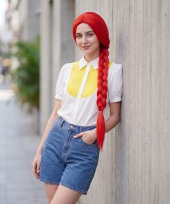 Alternative view of Long Red Braided Wig BE26