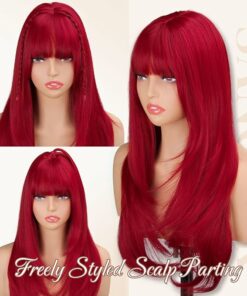 Alternative view of Long Red Layered Wig BE22