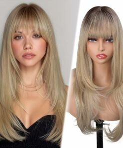 Ombre Light Blonde Long Layered Wig BE21