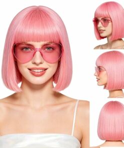 Pink Short Bob Straight Hair Wigs BE9