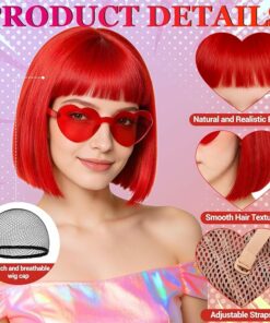 Alternative view of Red Short Bob Straight Hair Wigs BE6