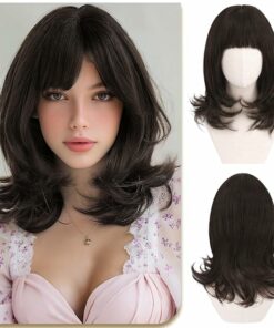 Short Brown Wig With Bang BE29