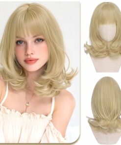 Short Light Blonde Wig With Bang BE30
