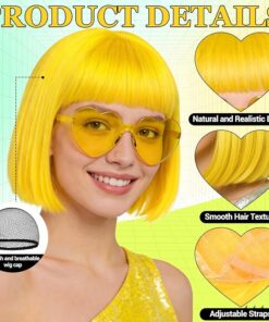 Alternative view of Yellow Short Bob Straight Hair Wigs BE8
