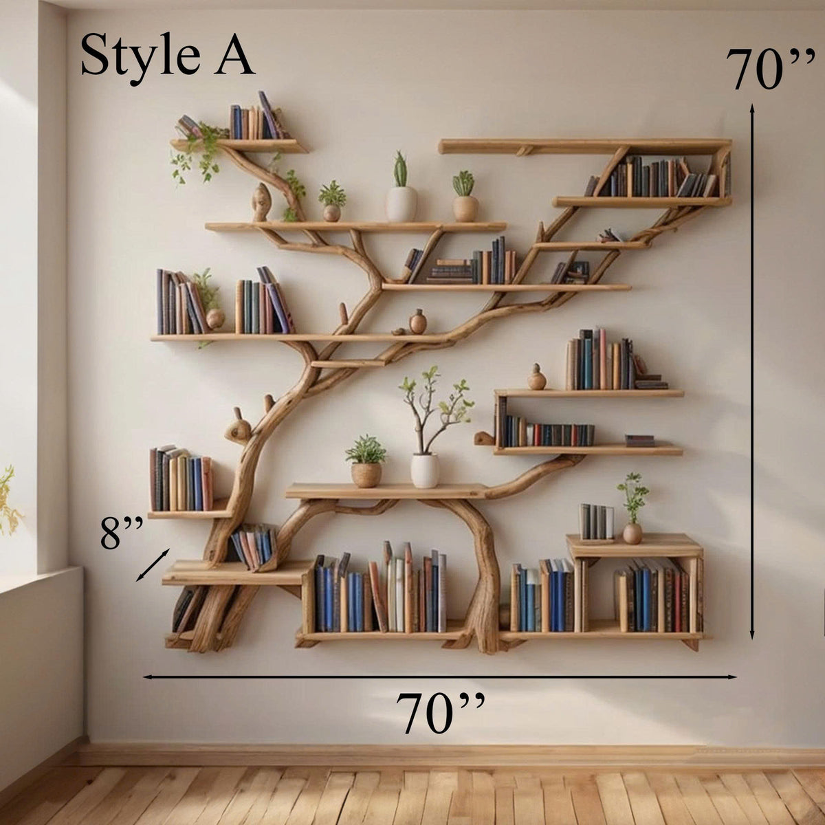 Modern Tree Wall Bookshelf with Floating Branch Shelves, Two Styles - Image 3