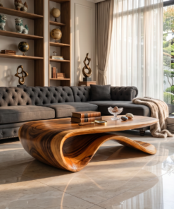 Farmhouse Solid Wood Coffee Table with Low Streamlined Profile
