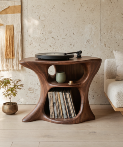 Farmhouse Solid Wood Media Stand for Vinyl and Turntable