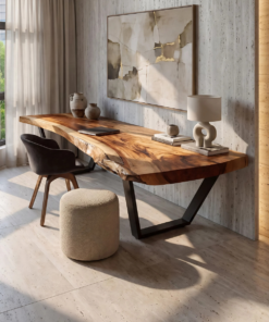 Monkey Pod Solid Wood Desk with Live Edge Top