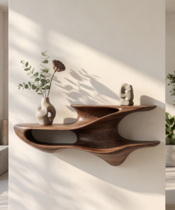Handcrafted Live Edge Solid Wood Wall Mount Shelf with Hardware