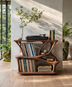 Mid-Century Record Player Stand and Vinyl Storage Console
