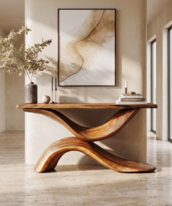 Live Edge Solid Wood Console Table for Entryway and Hallway