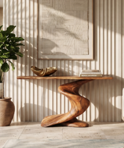 Handcrafted Solid Wood Console Table with Natural Knots and Grain