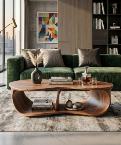 Low Profile Handcrafted Solid Wood Coffee Table, Classic Lines