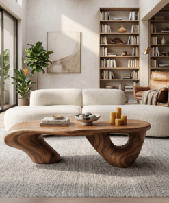 Handcrafted Solid Wood Low Coffee Table with Classic Lines