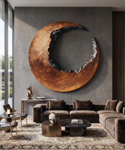 Mid-Century 3D Hardwood Wall Sculpture with Flowing Curves