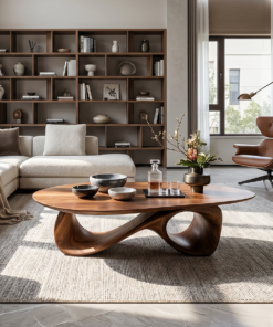 Rustic Solid Wood Coffee Table with Low-Set Simple Design