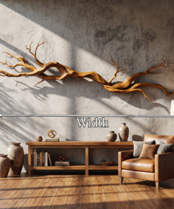 Alternative view of Natural Tree Root Solid Wood Wall Sculpture with Vine Form