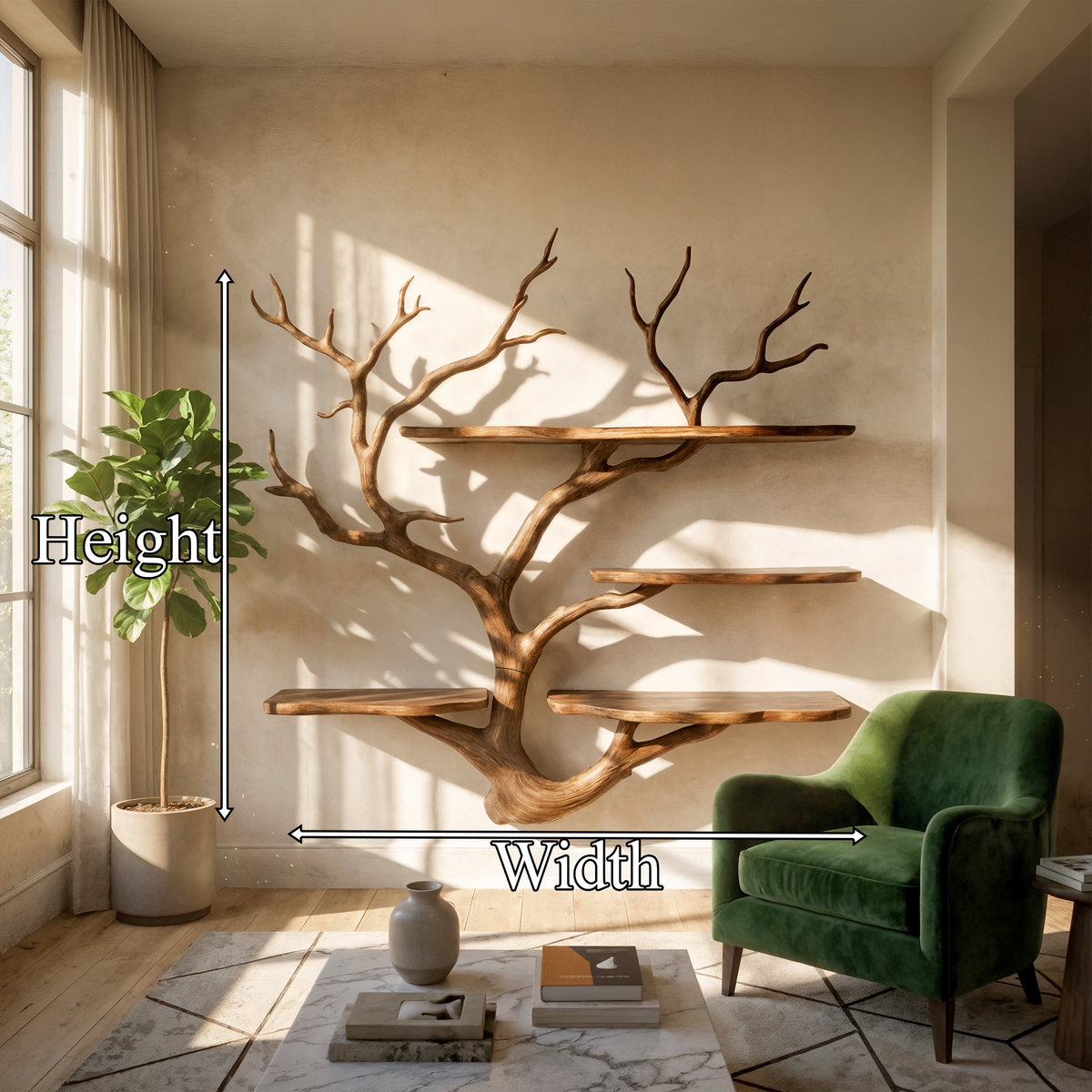 Sculptural Tree Branch Wall Shelf for Living Room and Studio - Image 8