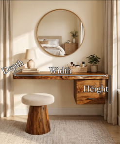 Alternative view of Floating Solid Wood Dressing Table with Drawer for Bedroom