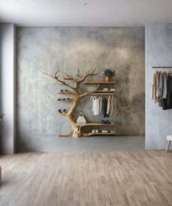 Alternative view of Rustic Tree Branch Coat Rack and Shoe Stand in Natural Wood