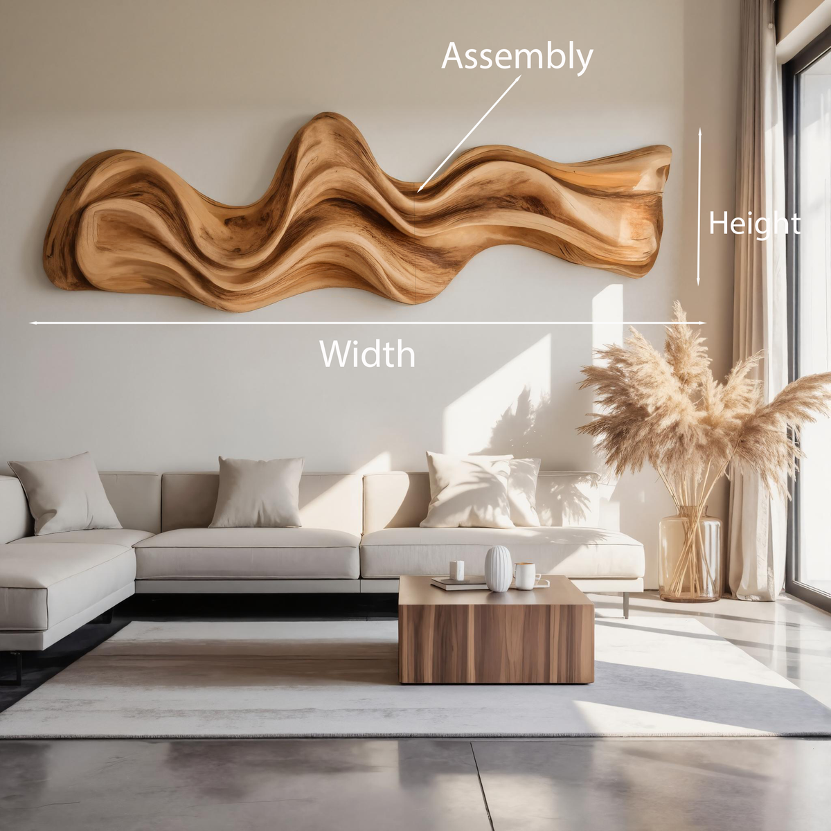 Large Wavy Solid Wood Wall Art Sculpture for Living Room - Image 8
