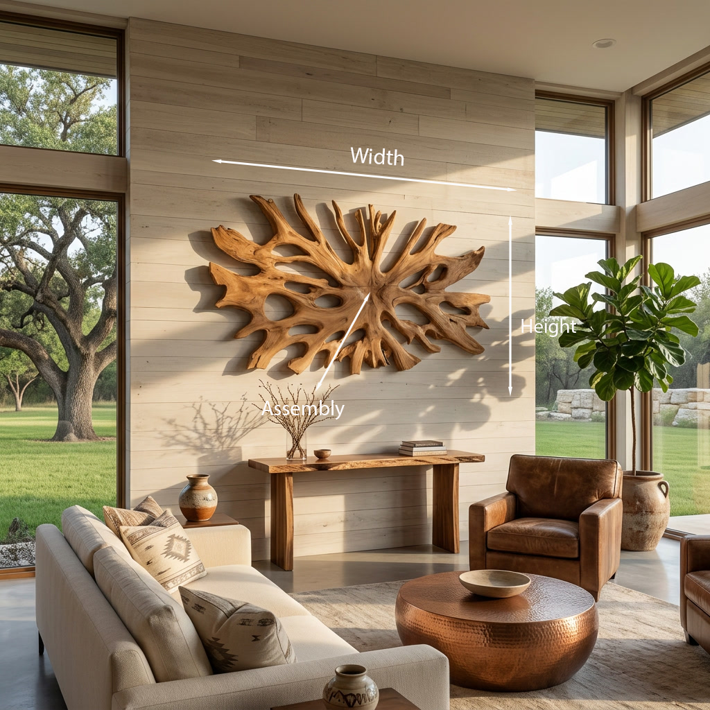 Oversized Root-Form Solid Wood Wall Art for Living Room - Image 8
