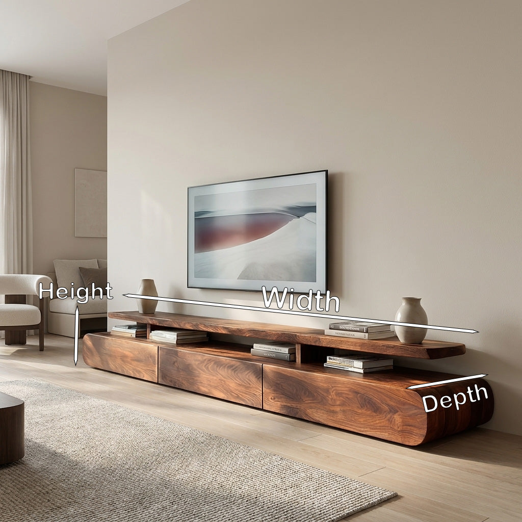 Low Profile Solid Wood TV Stand with Rounded Edges - Image 8