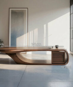 Alternative view of Modern Sculptural Wood Coffee Table with Curved Silhouette