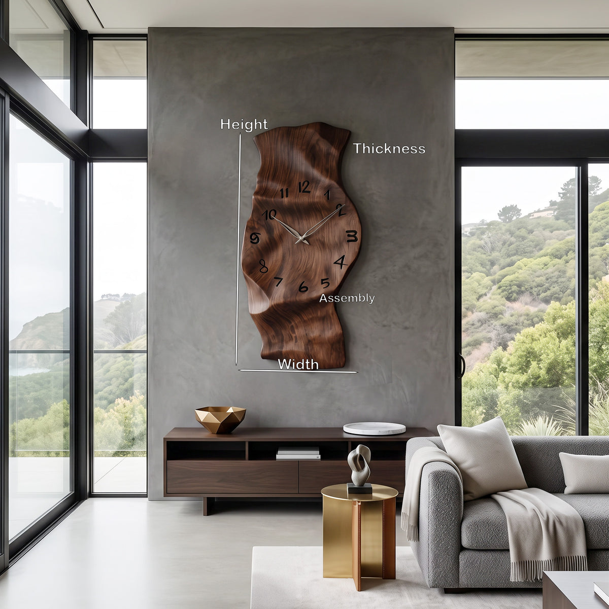 Vertical Solid Wood Sculptural Wall Clock with Organic Curves - Image 7