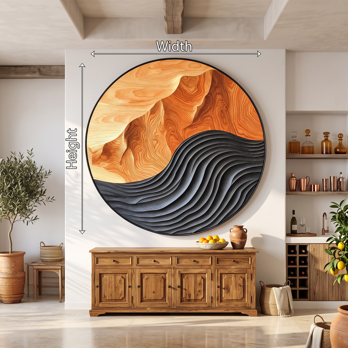 Hand-Carved Solid Hardwood Wave Wall Sculpture, Mid-Century Style - Image 6
