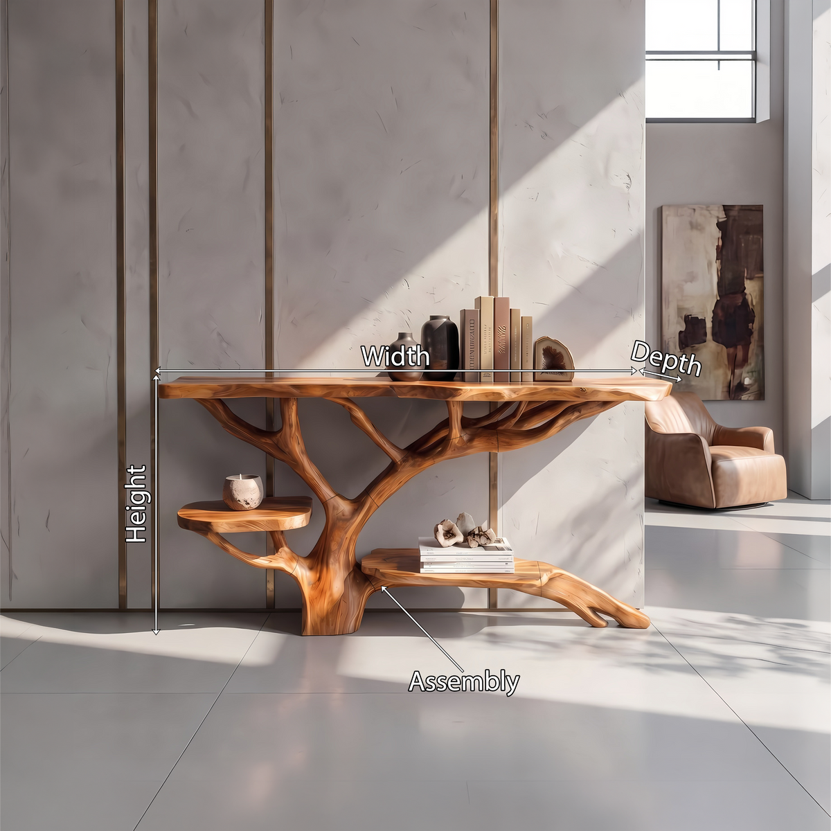 Farmhouse Solid Wood Console Table with Live Edge Detail - Image 8