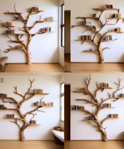 Alternative view of Artistic Solid Wood Tree Bookshelf with Floating Branch Shelves