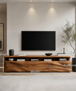 Alternative view of Sculptural Solid Wood TV Console with Shelf and Drawers