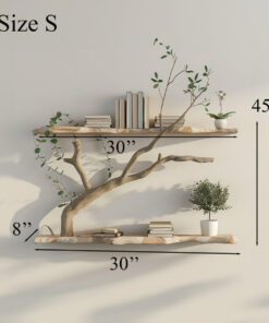 Alternative view of Tree Branch Driftwood Floating Corner Shelf with Live Edge Boards