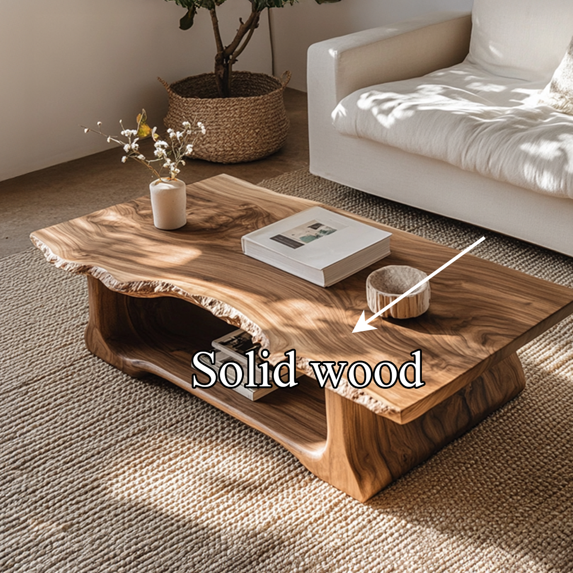 Monkey Pod Live Edge Coffee Table with Rustic Finish - Image 7