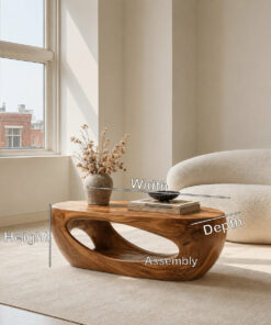 Alternative view of Mid-Century Sculptural Solid Wood Coffee Table with Hollow Cutouts