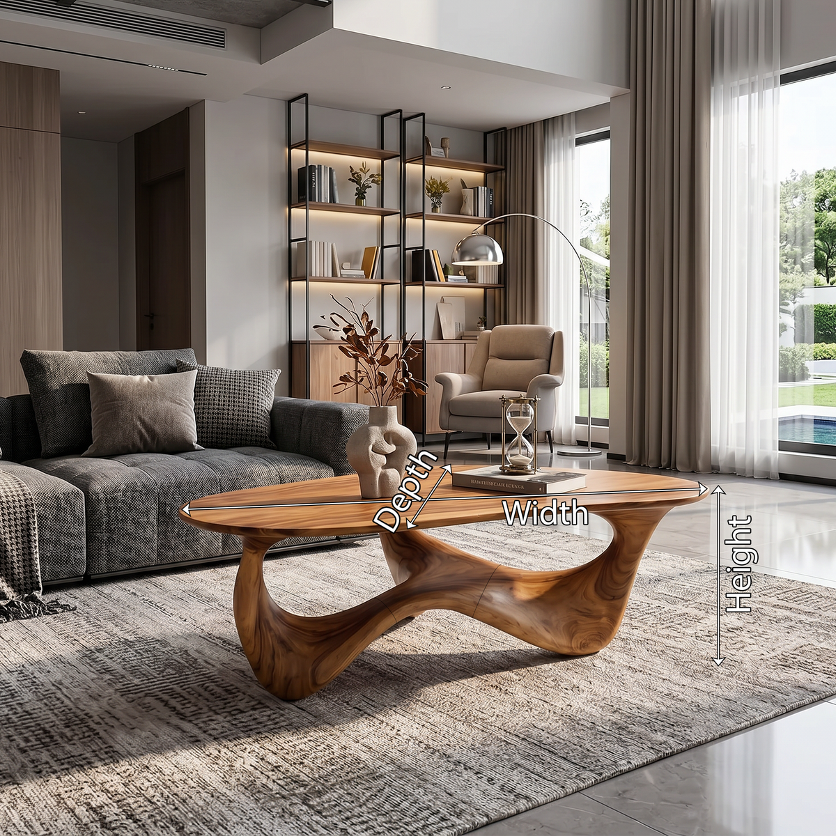 Rustic Solid Wood Low Coffee Table with Natural Grain - Image 8