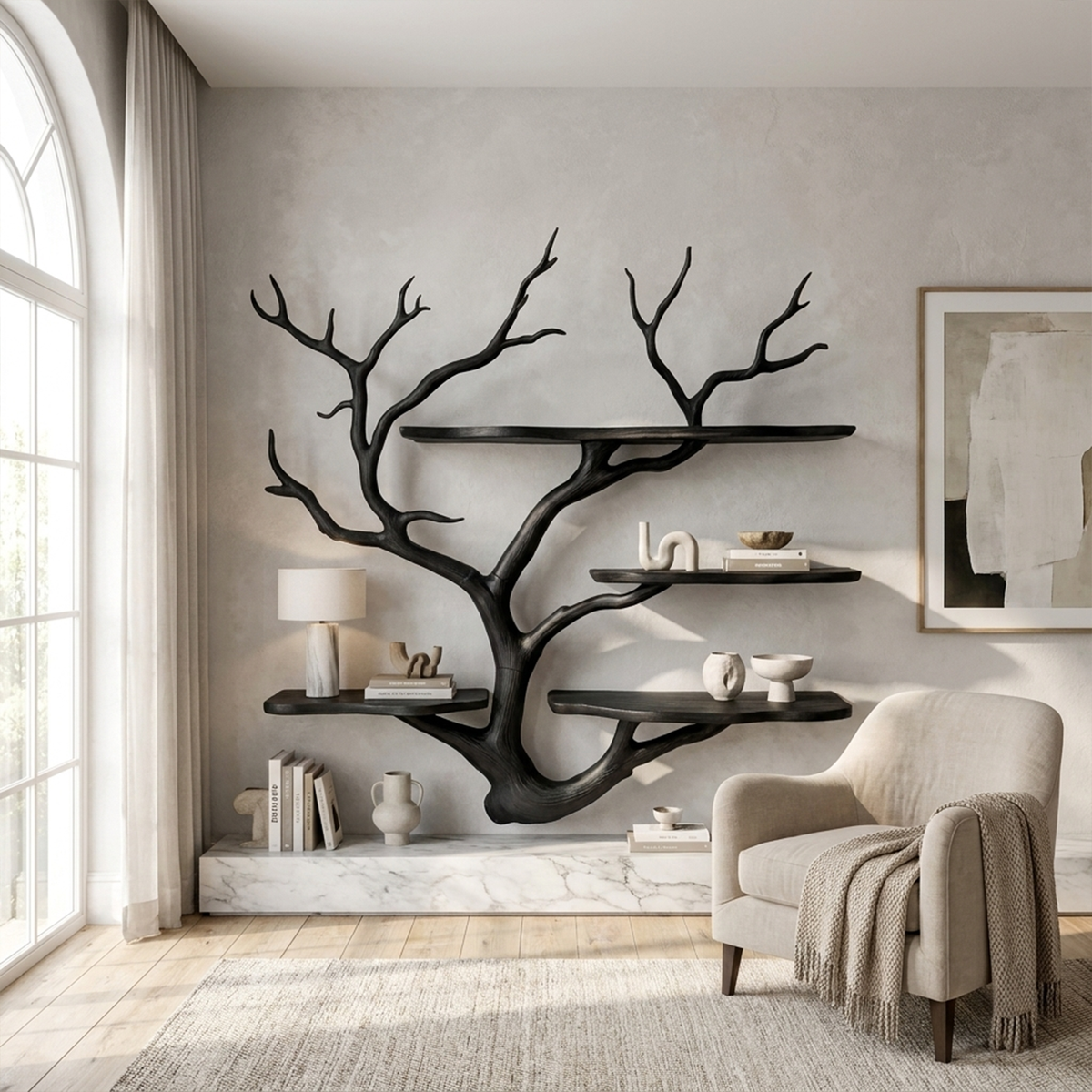 Sculptural Tree Branch Wall Shelf for Living Room and Studio - Image 4