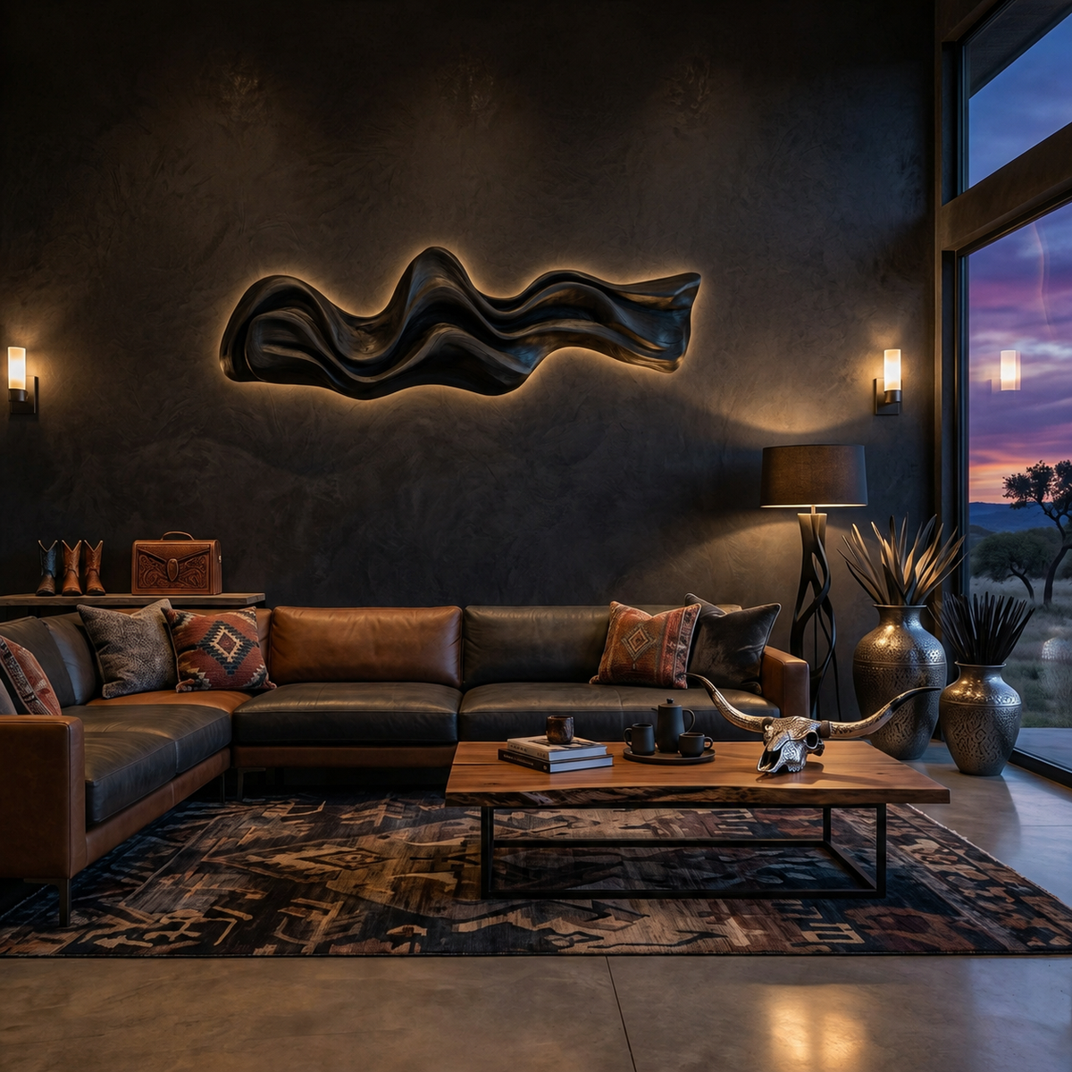 Large Wavy Solid Wood Wall Art Sculpture for Living Room - Image 4