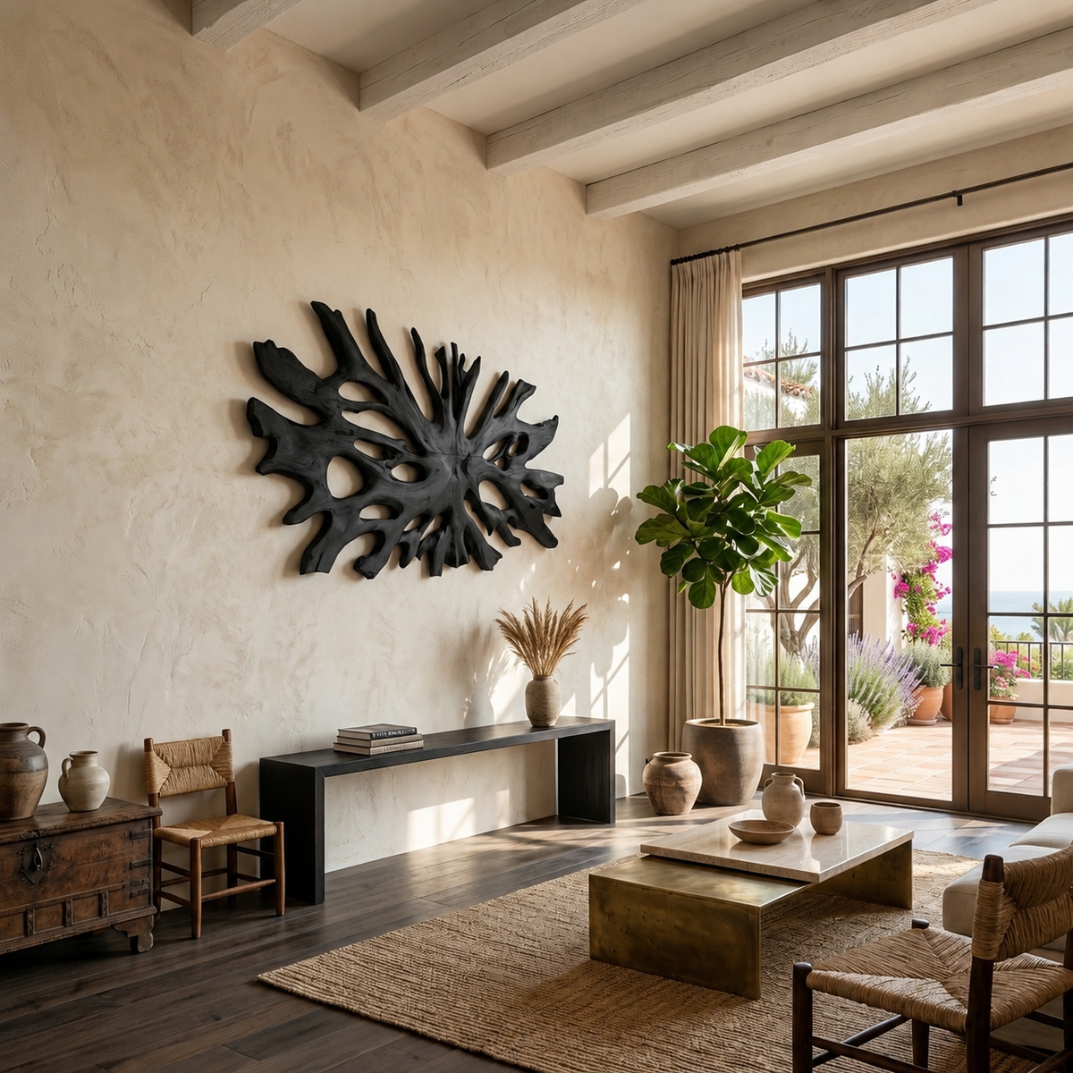 Oversized Root-Form Solid Wood Wall Art for Living Room - Image 4