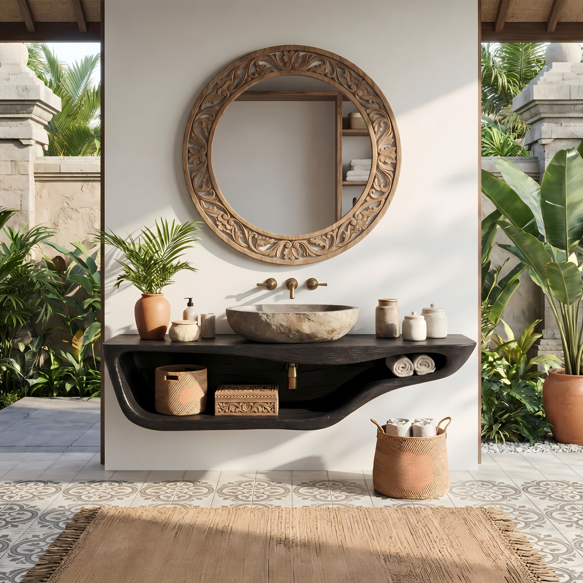 Live Edge Wood Vanity Countertop Shelf for Custom Bathrooms - Image 4