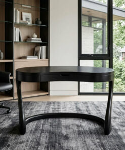 Alternative view of Sculpted Solid Wood Desk with Drawers for Minimalist Home Office
