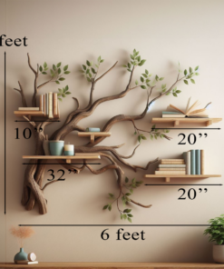 Alternative view of Tree Branch Floating Bookcase with Decorative Leaves