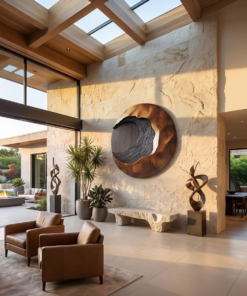 Alternative view of Hand-Carved 3D Solid Hardwood Wall Art with Wave Contours