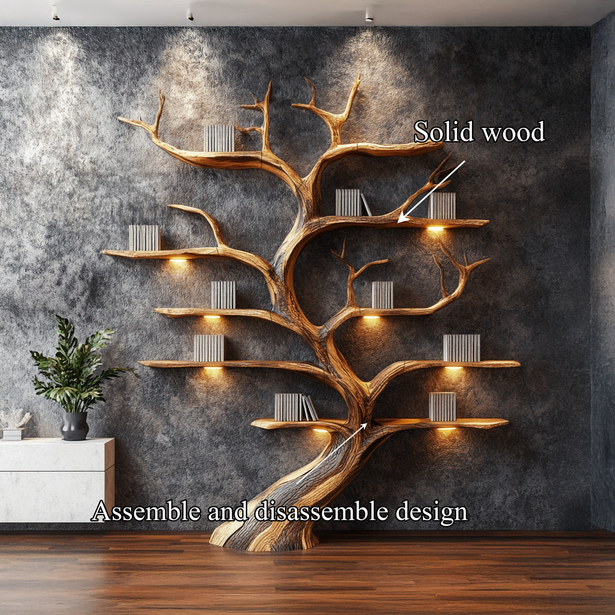Driftwood-Style Tree Branch Wall Shelf in Rustic Solid Wood - Image 6