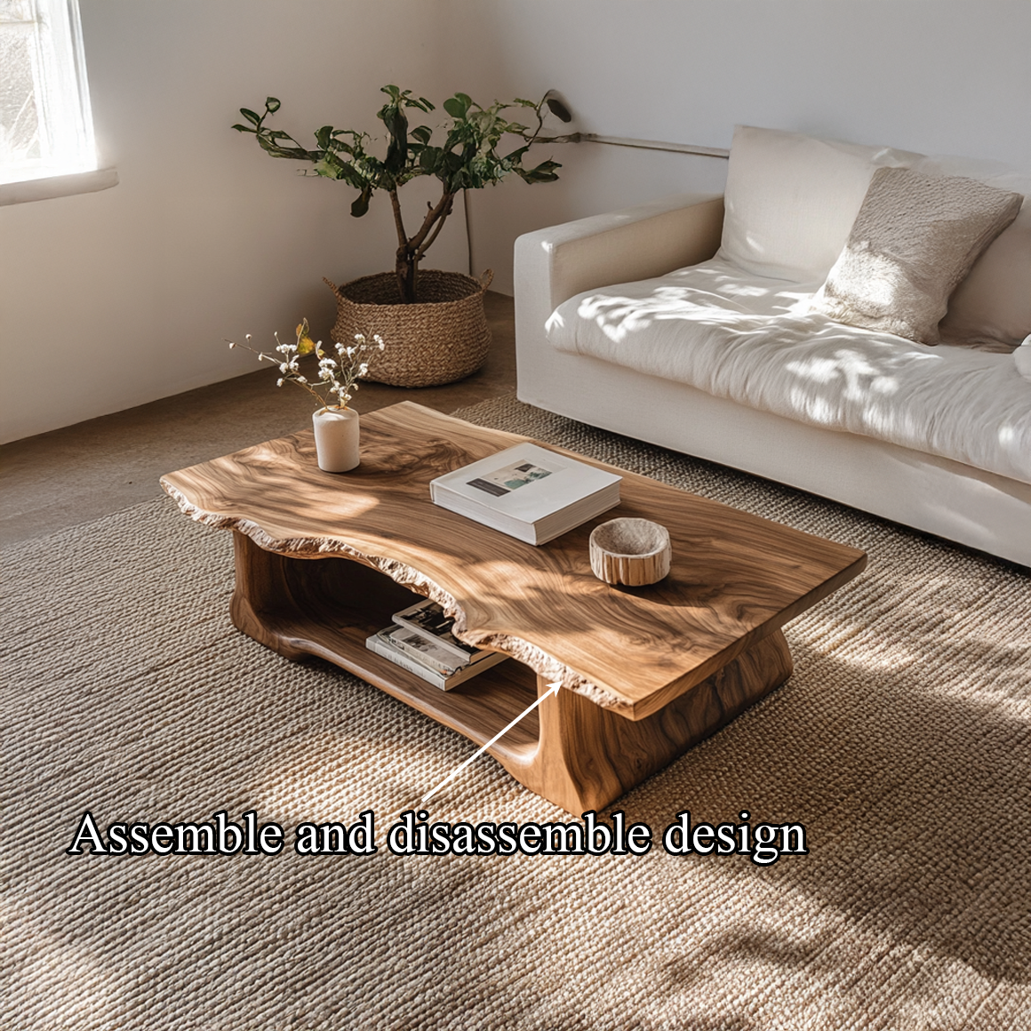 Monkey Pod Live Edge Coffee Table with Rustic Finish - Image 6