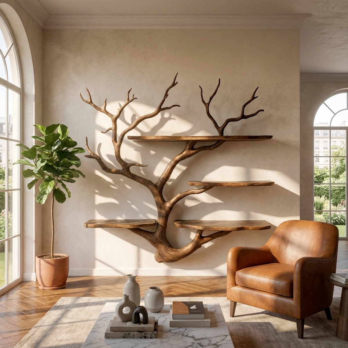 Sculptural Tree Branch Wall Shelf for Living Room and Studio - Image 7